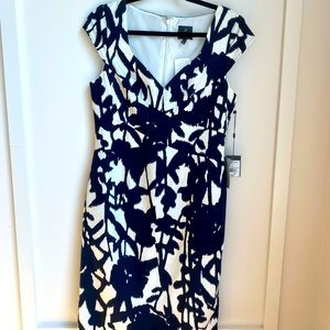 Adrianna Papell Navy & White Floral Dress